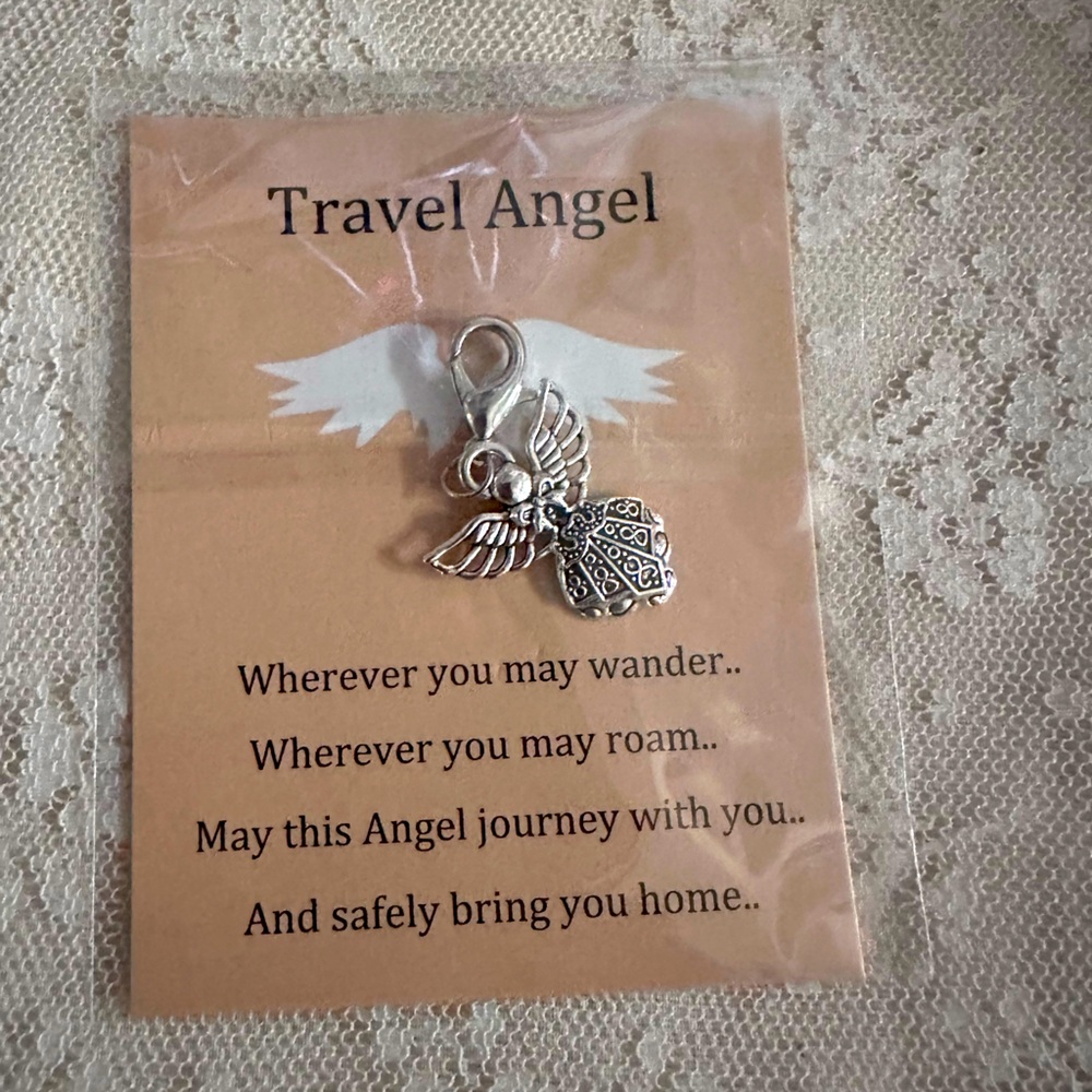 Travel Angel Charm Silver Toned New Sealed